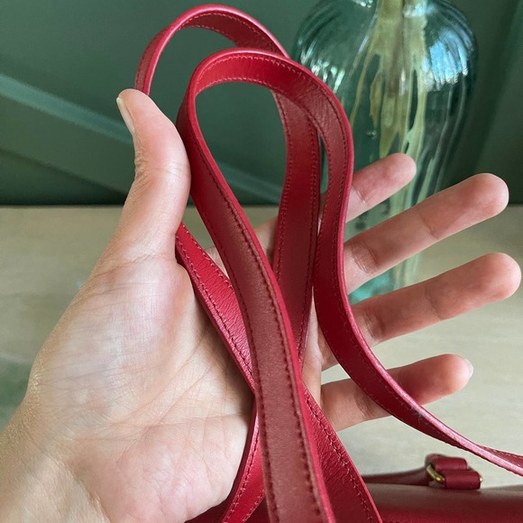 Saint Laurent Boston Bag Crossbody Red Smooth - Picture 13 of 15